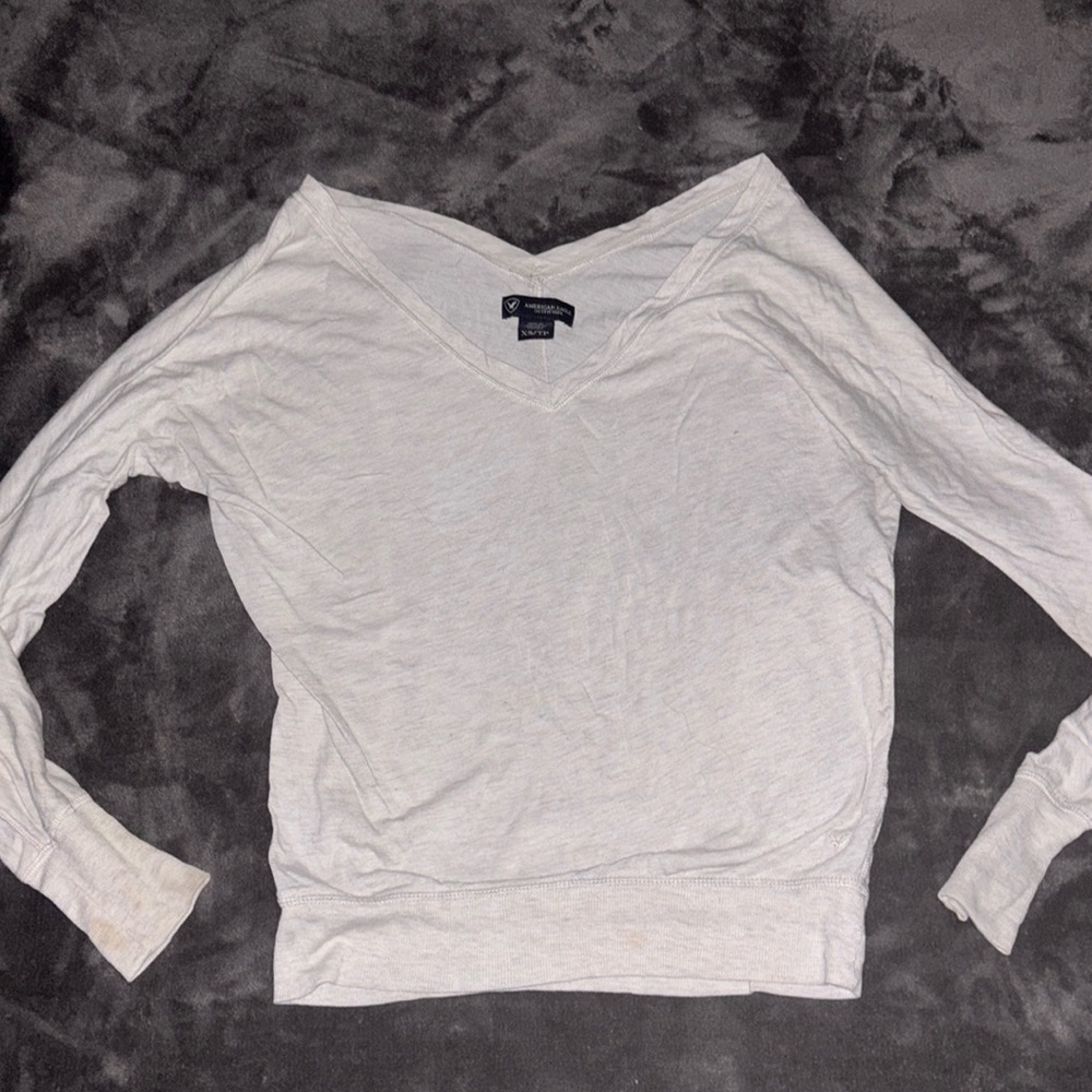 American Eagle wide v-neck long sleeve top